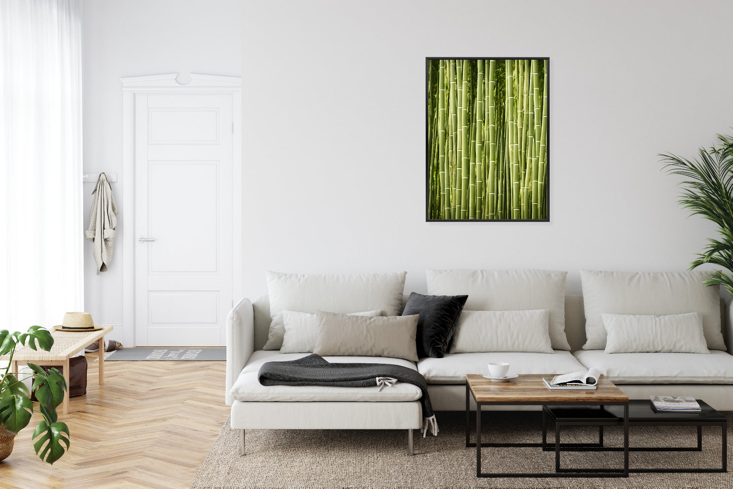 Poster Bambuszaun Rahmen Holz Mit Passepartout Farbe Natürlich