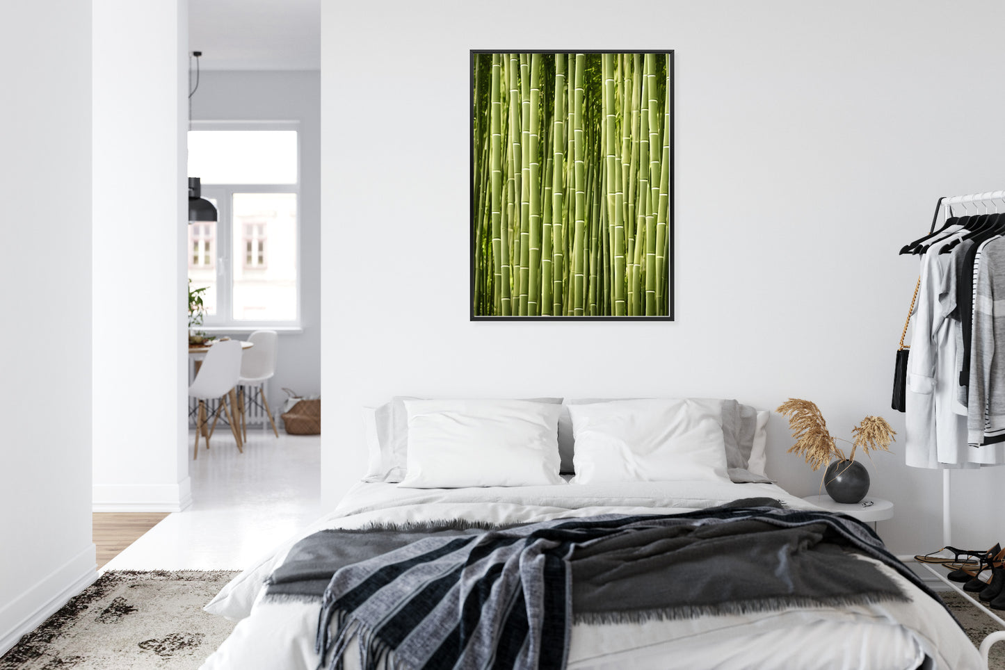 Poster Bambuszaun Rahmen Holz Mit Passepartout Farbe Natürlich