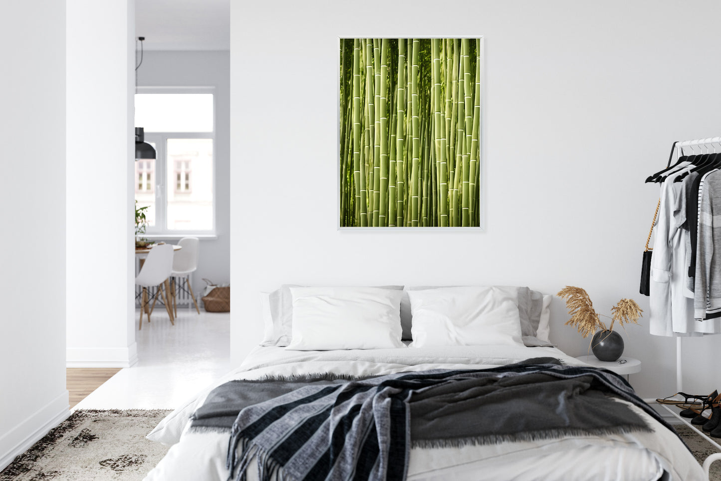 Poster Bambuszaun Rahmen Holz Mit Passepartout Farbe Natürlich