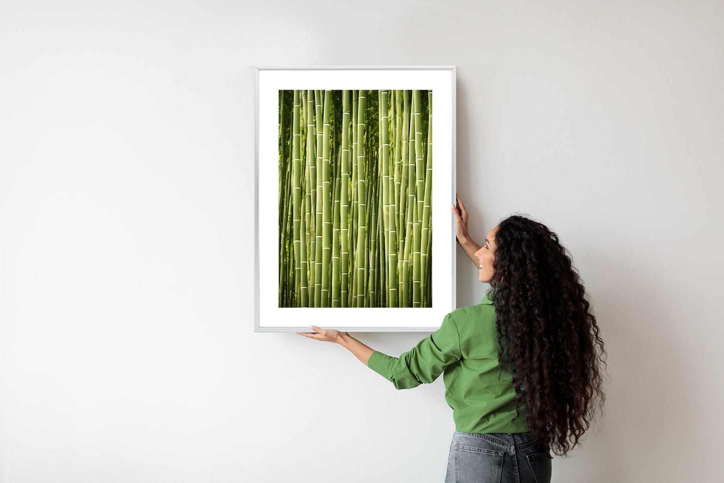 Poster Bambuszaun Rahmen Holz Mit Passepartout Farbe Natürlich