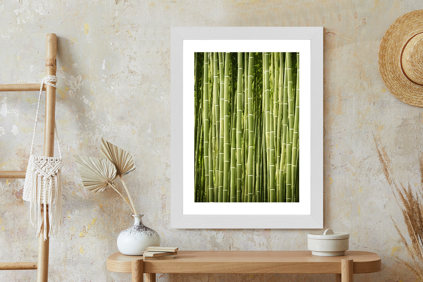 Poster Bambuszaun Rahmen Holz Mit Passepartout Farbe Natürlich