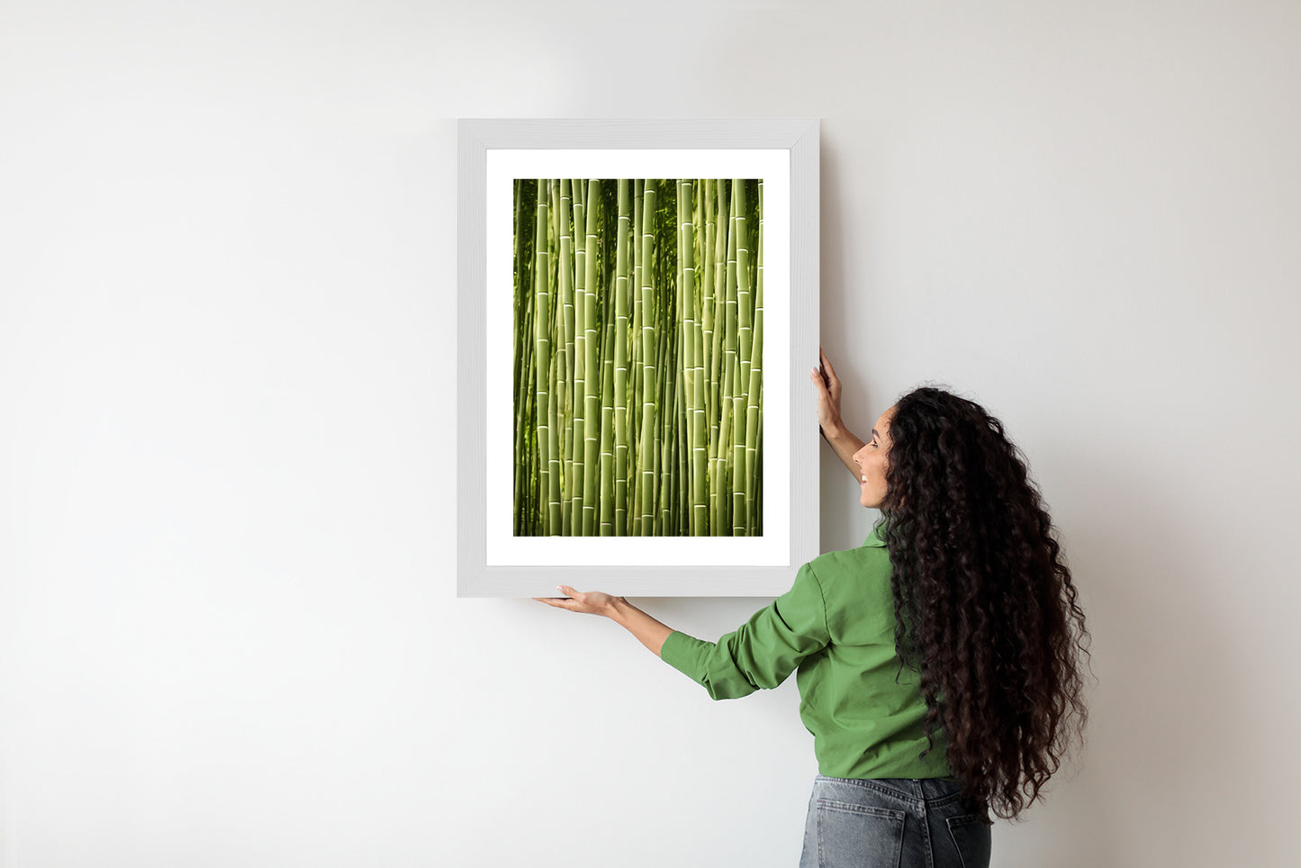 Poster Bambuszaun Rahmen Holz Mit Passepartout Farbe Natürlich