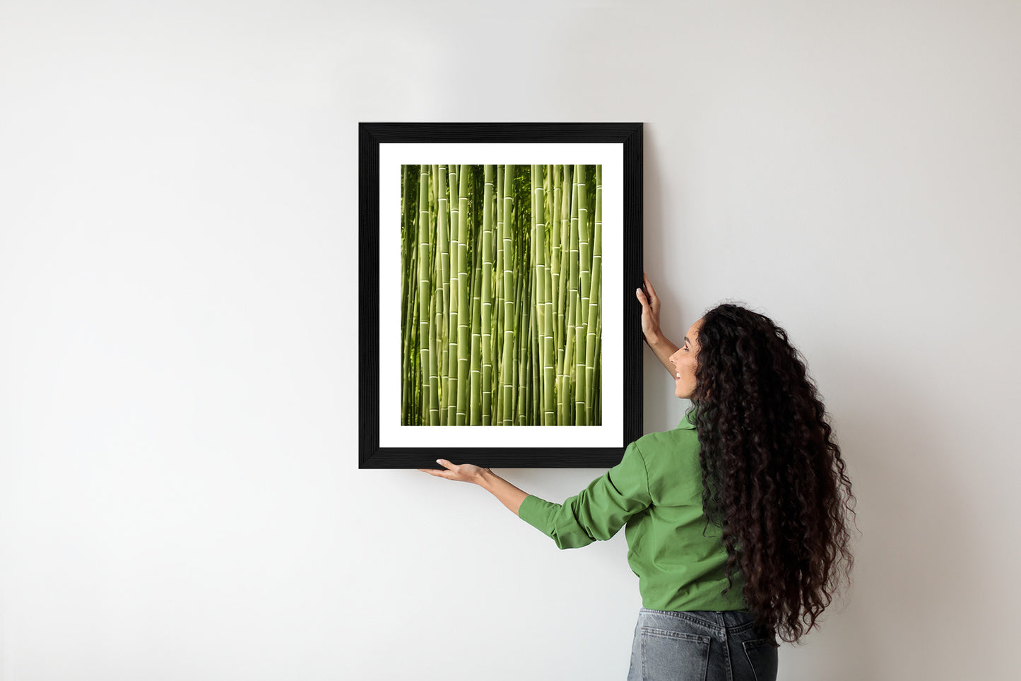 Poster Bambuszaun Rahmen Holz Mit Passepartout Farbe Natürlich