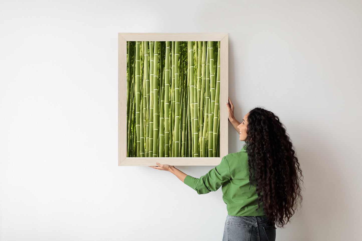 Poster Bambuszaun Rahmen Holz Mit Passepartout Farbe Natürlich