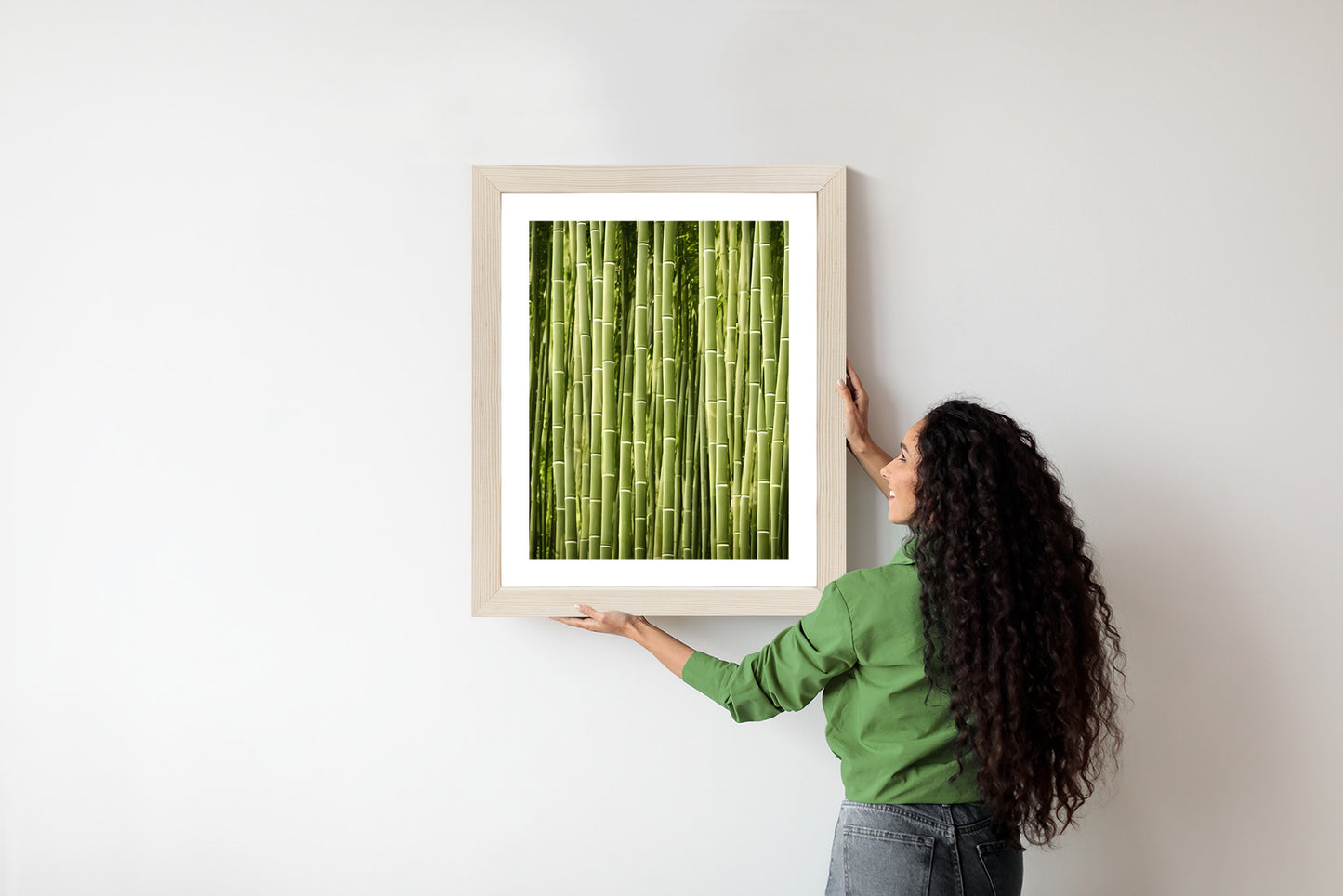 Poster Bambuszaun Rahmen Holz Mit Passepartout Farbe Natürlich