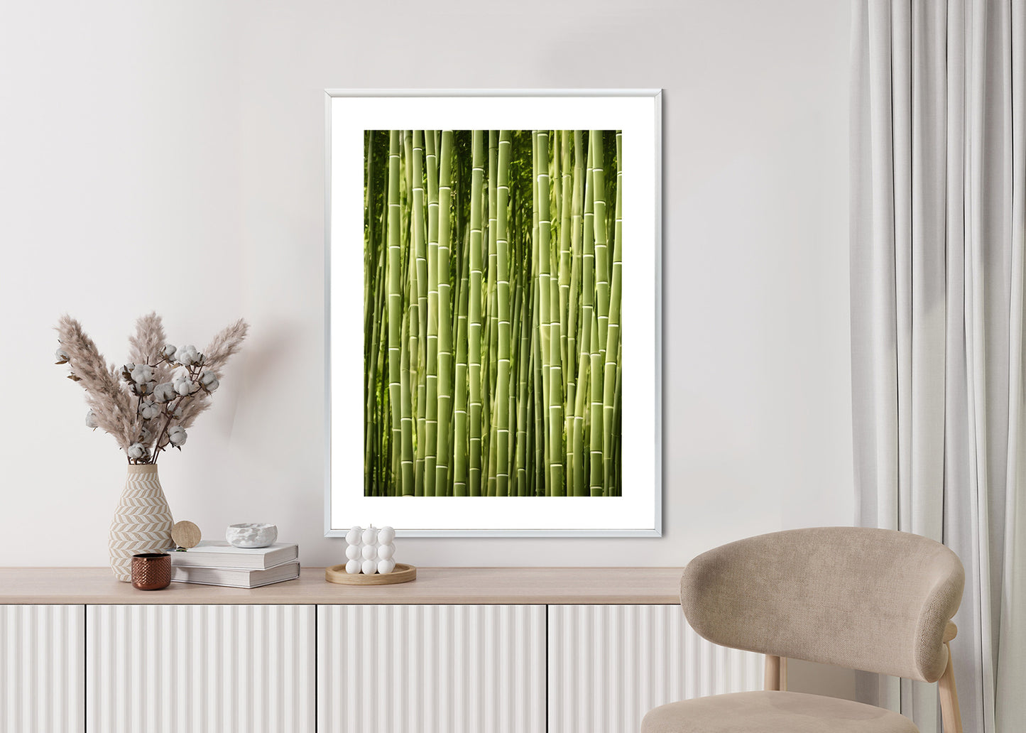 Poster Bambuszaun Rahmen Holz Mit Passepartout Farbe Natürlich