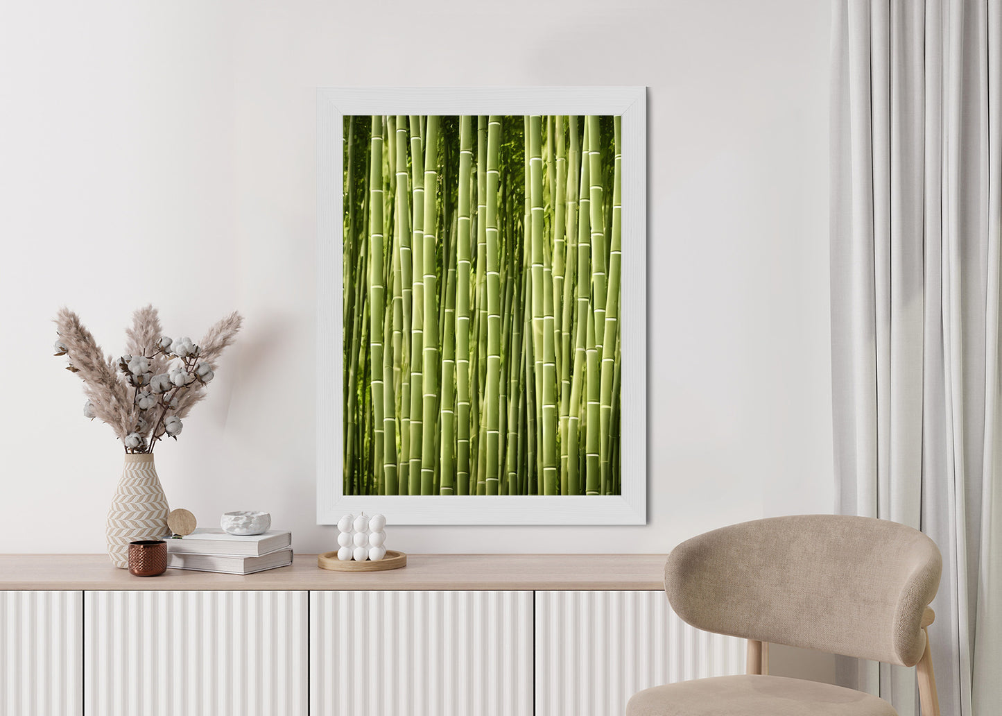 Poster Bambuszaun Rahmen Holz Mit Passepartout Farbe Natürlich
