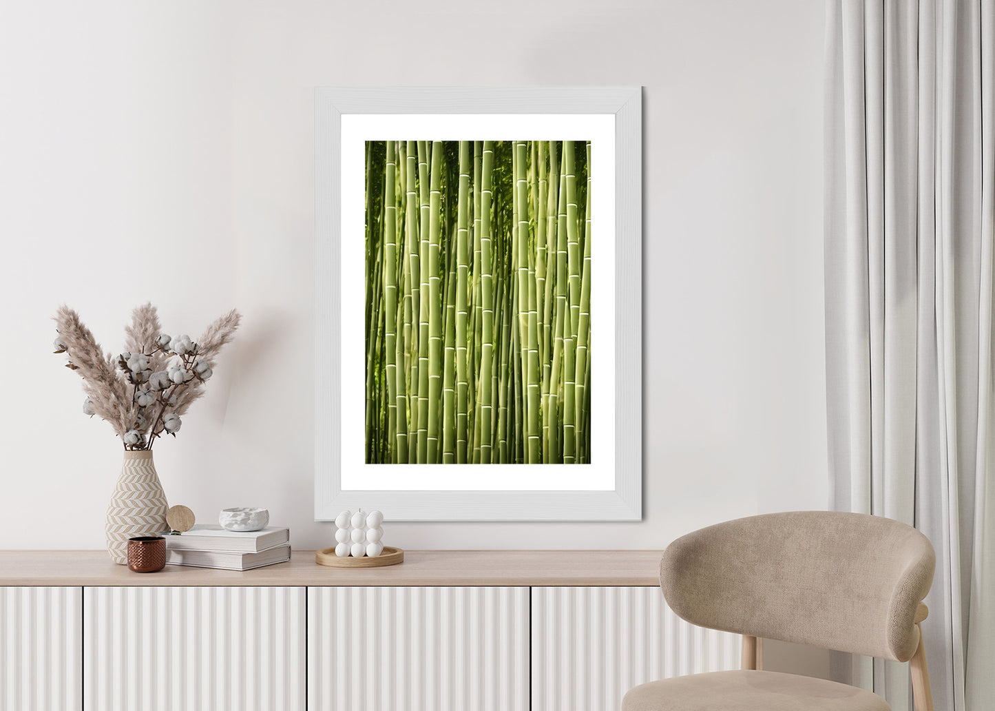 Poster Bambuszaun Rahmen Holz Mit Passepartout Farbe Natürlich