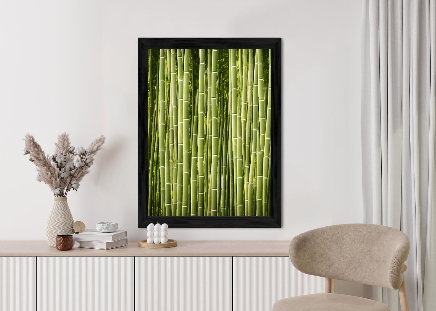 Poster Bambuszaun Rahmen Holz Mit Passepartout Farbe Natürlich
