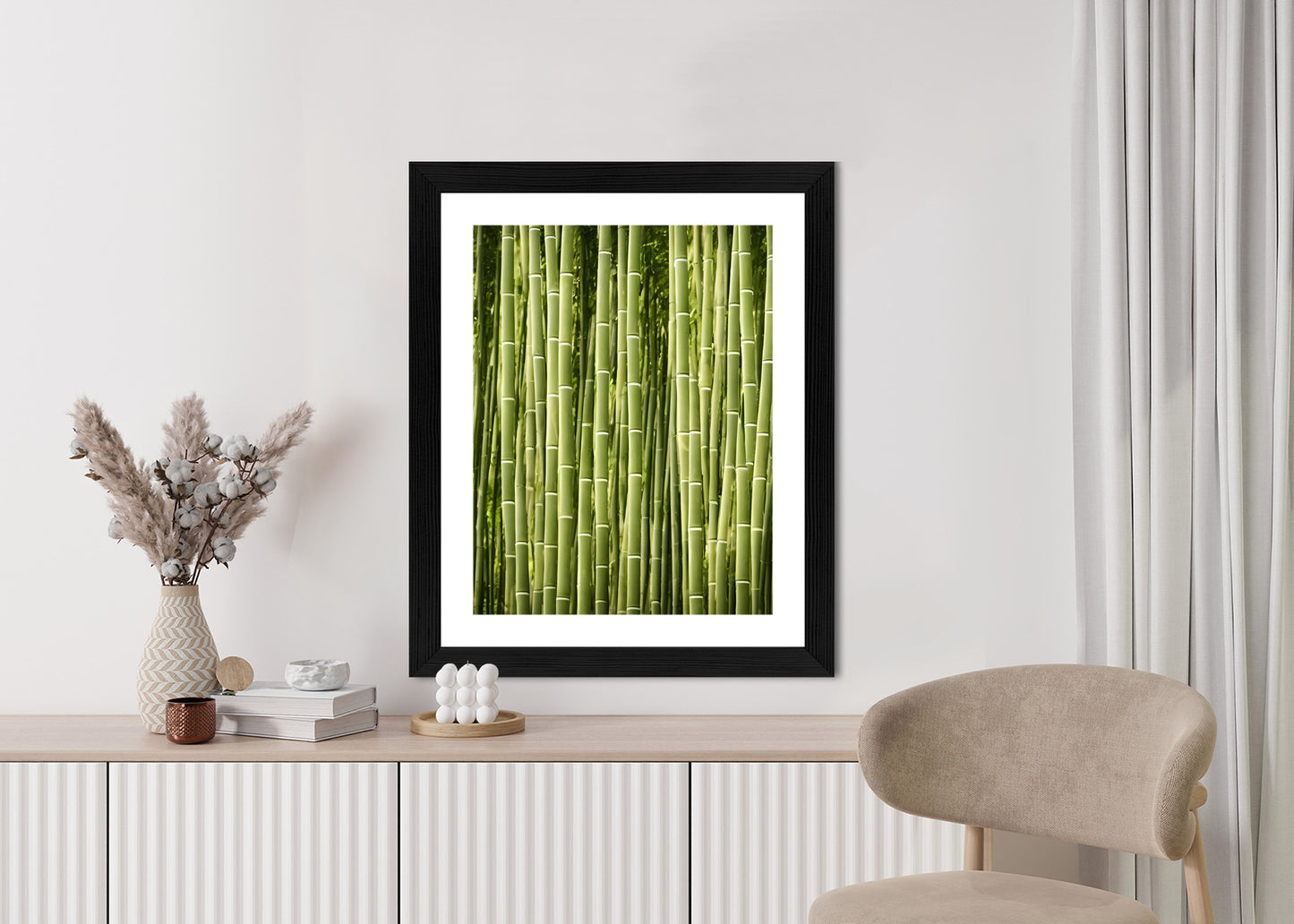 Poster Bambuszaun Rahmen Holz Mit Passepartout Farbe Natürlich