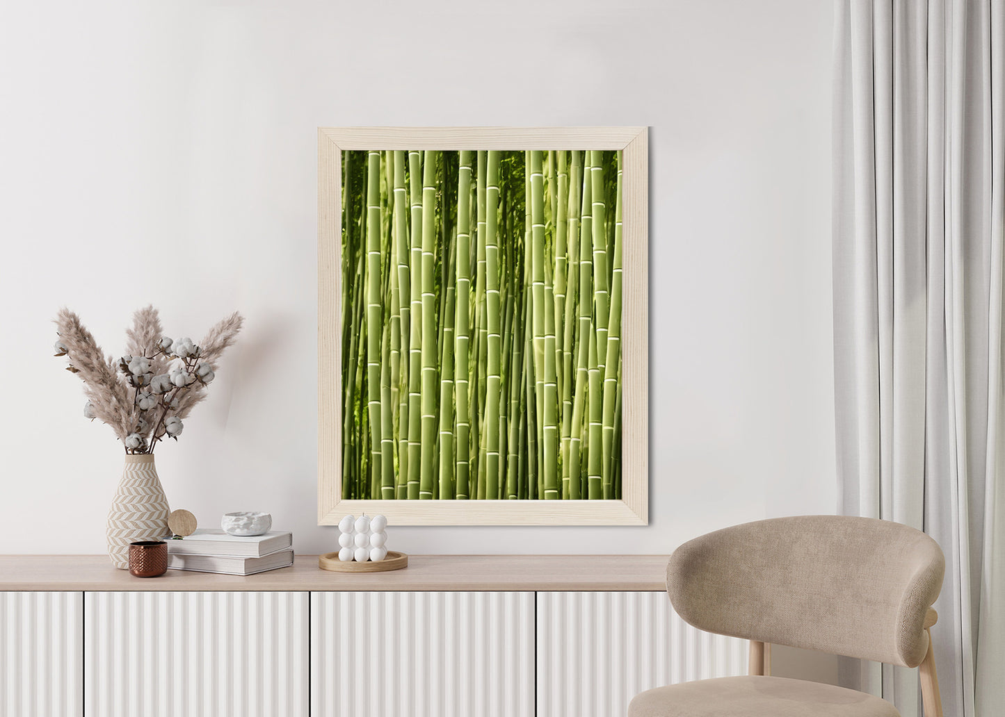 Poster Bambuszaun Rahmen Holz Mit Passepartout Farbe Natürlich