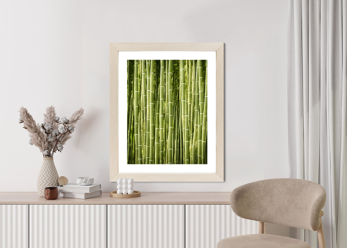 Poster Bambuszaun Rahmen Holz Mit Passepartout Farbe Natürlich