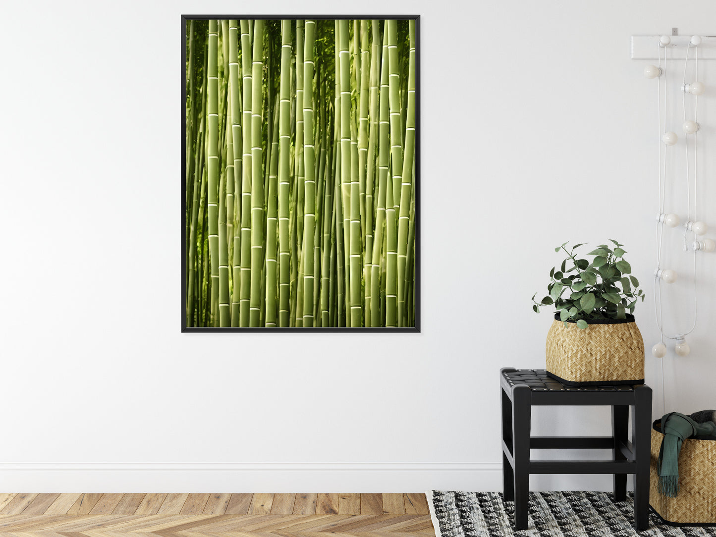 Poster Bambuszaun Rahmen Holz Mit Passepartout Farbe Natürlich