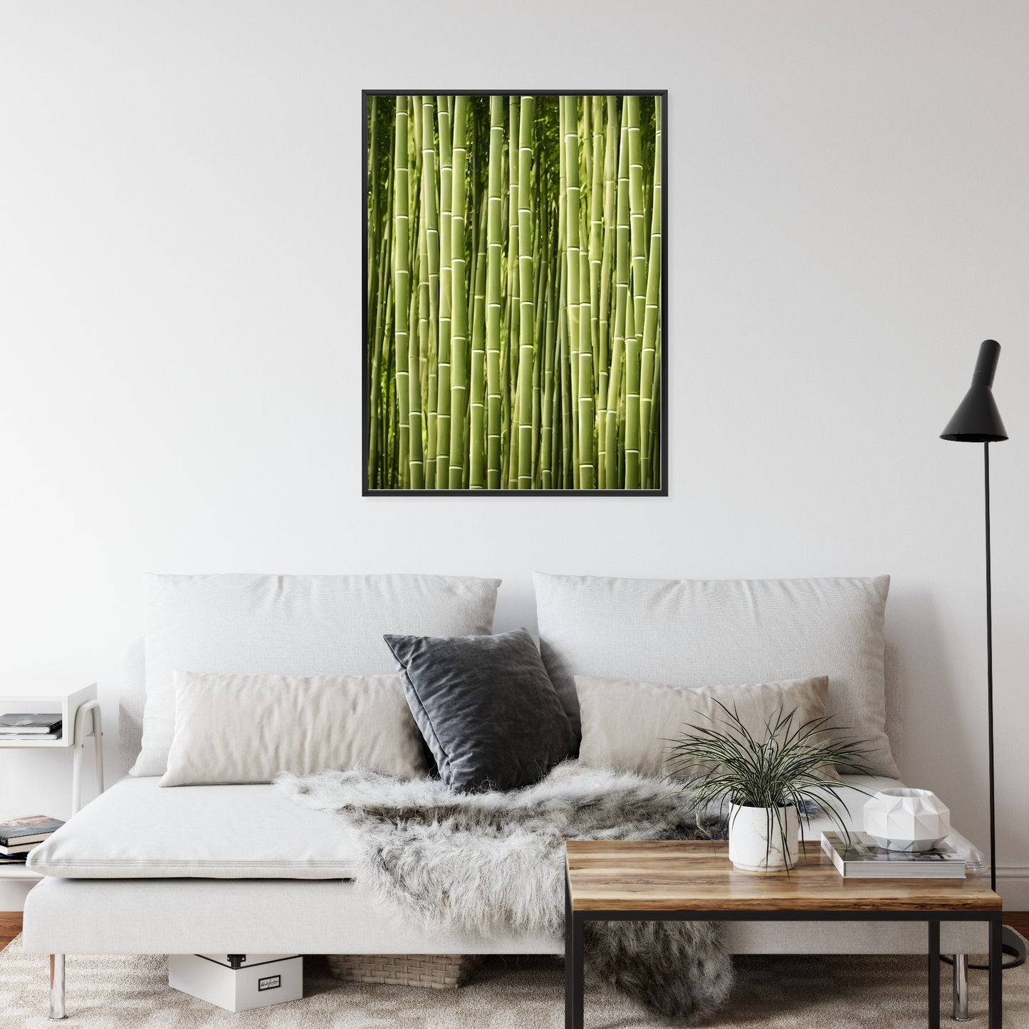 Poster Bambuszaun Rahmen Holz Mit Passepartout Farbe Natürlich