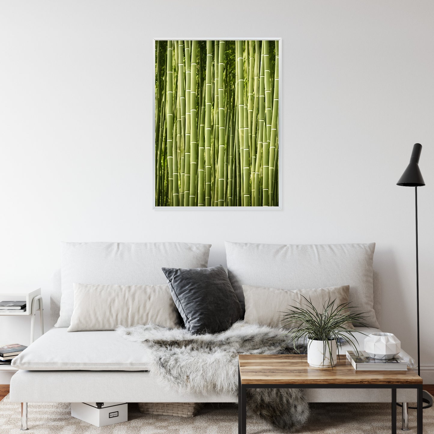 Poster Bambuszaun Rahmen Holz Mit Passepartout Farbe Natürlich