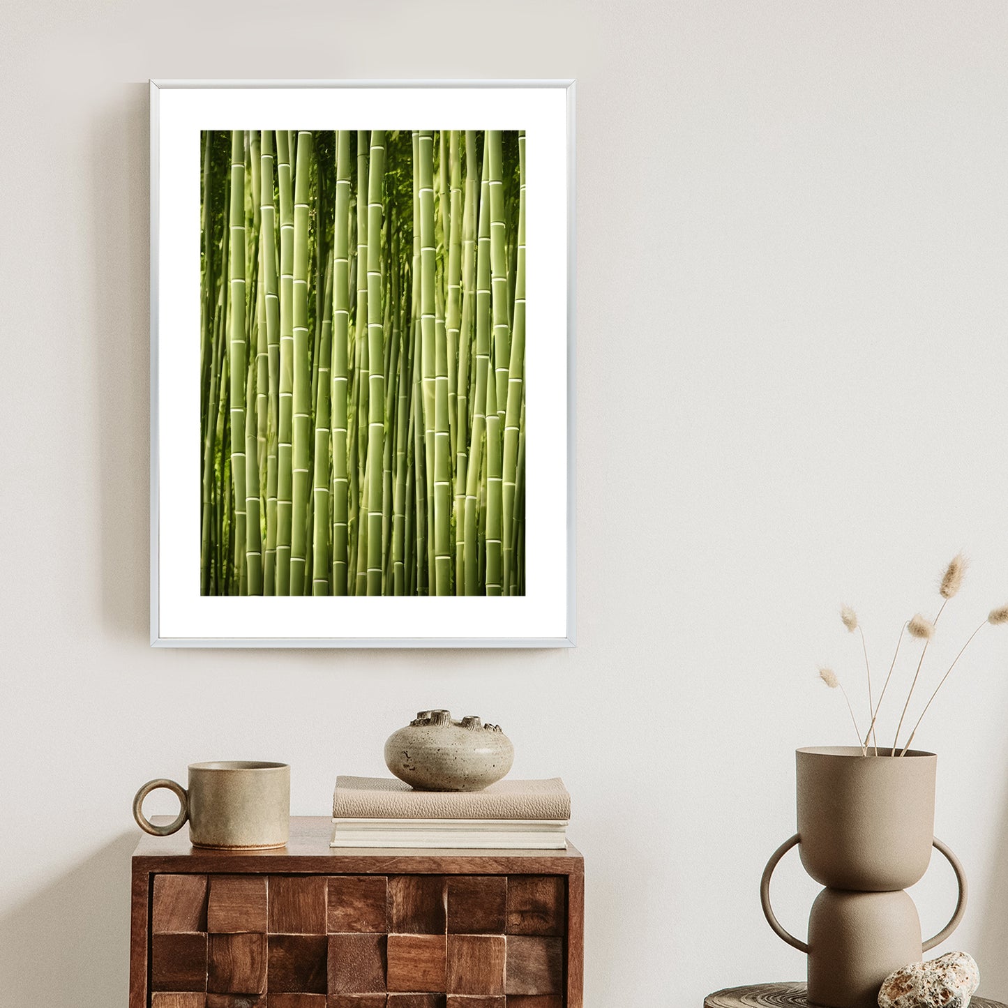 Poster Bambuszaun Rahmen Holz Mit Passepartout Farbe Natürlich