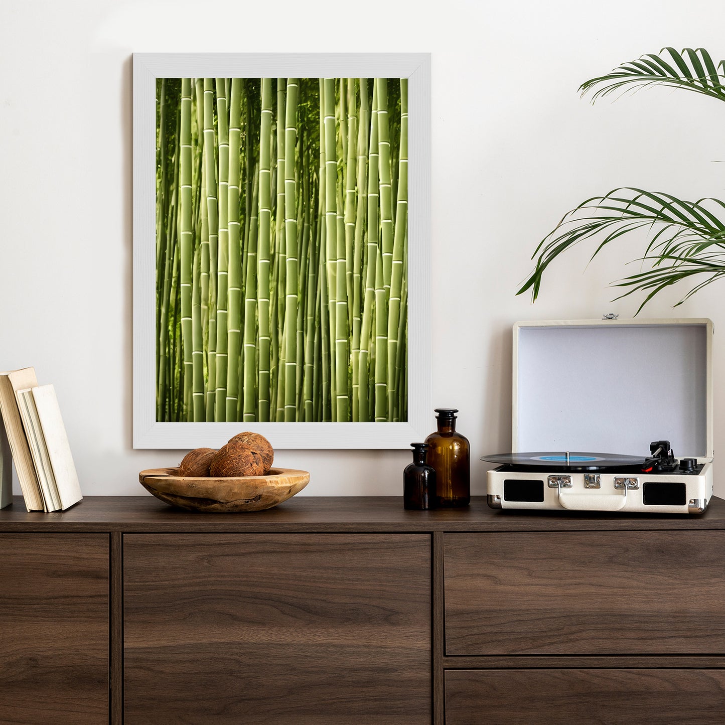 Poster Bambuszaun Rahmen Holz Mit Passepartout Farbe Natürlich