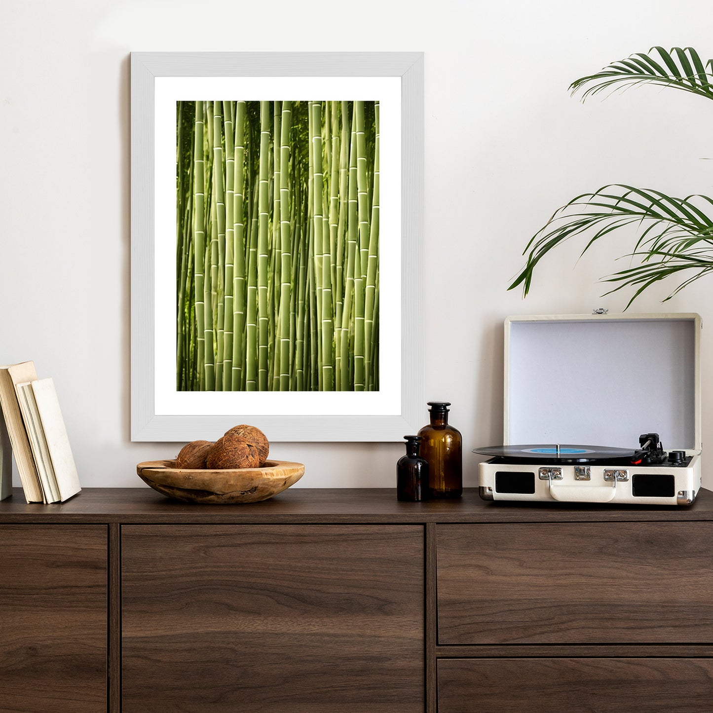 Poster Bambuszaun Rahmen Holz Mit Passepartout Farbe Natürlich