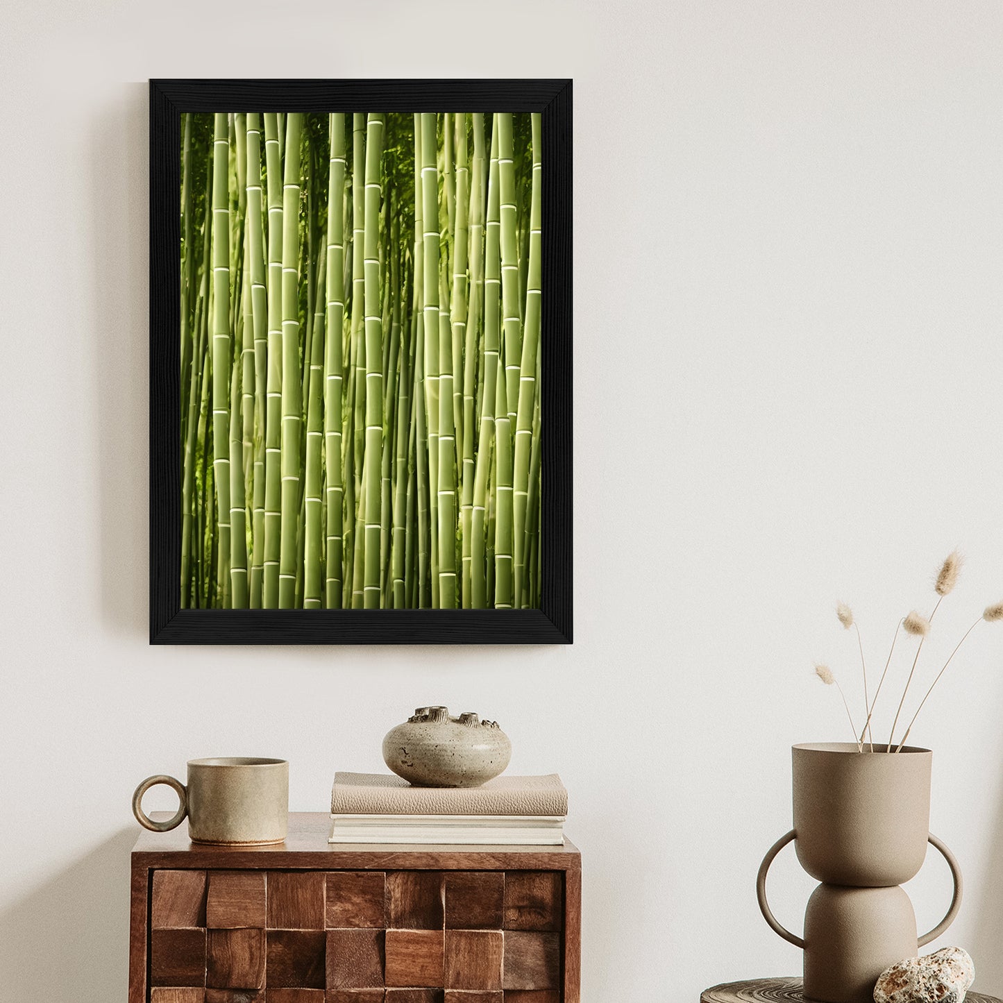 Poster Bambuszaun Rahmen Holz Mit Passepartout Farbe Natürlich