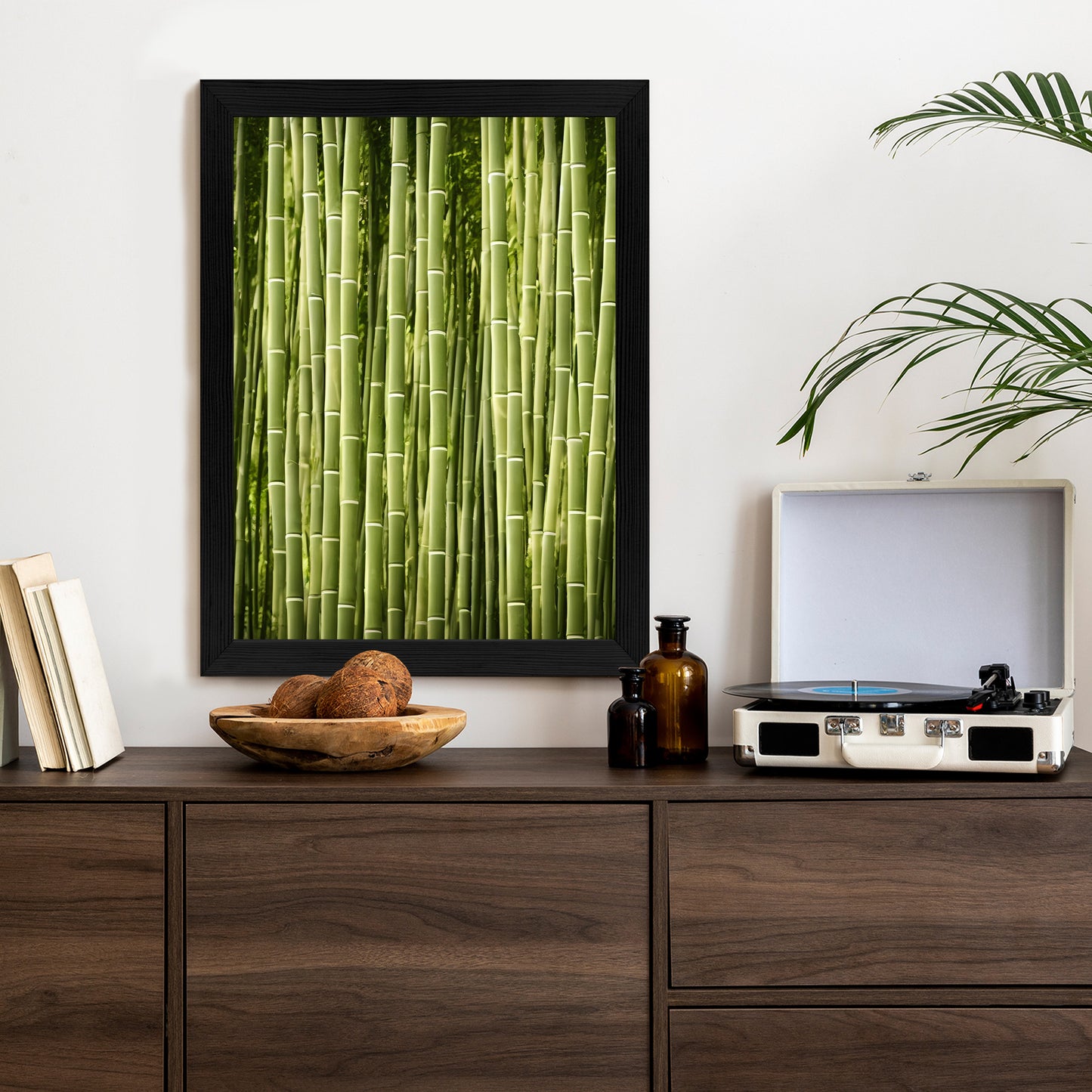 Poster Bambuszaun Rahmen Holz Mit Passepartout Farbe Natürlich