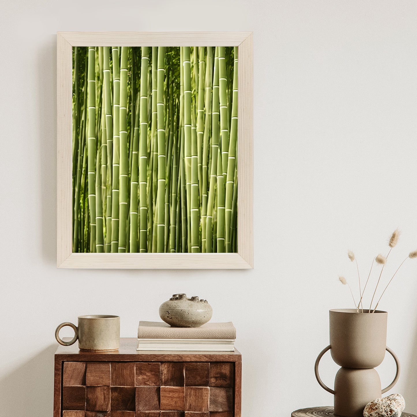 Poster Bambuszaun Rahmen Holz Mit Passepartout Farbe Natürlich