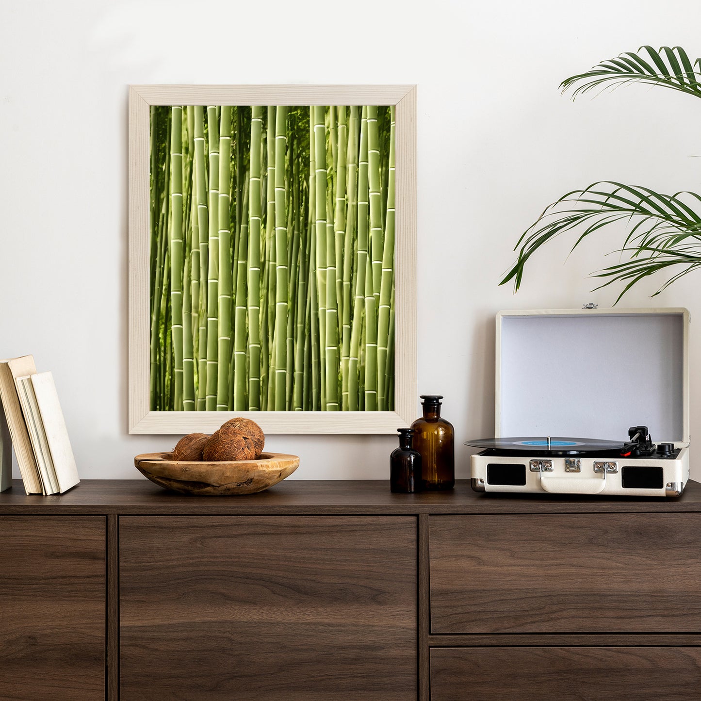 Poster Bambuszaun Rahmen Holz Mit Passepartout Farbe Natürlich