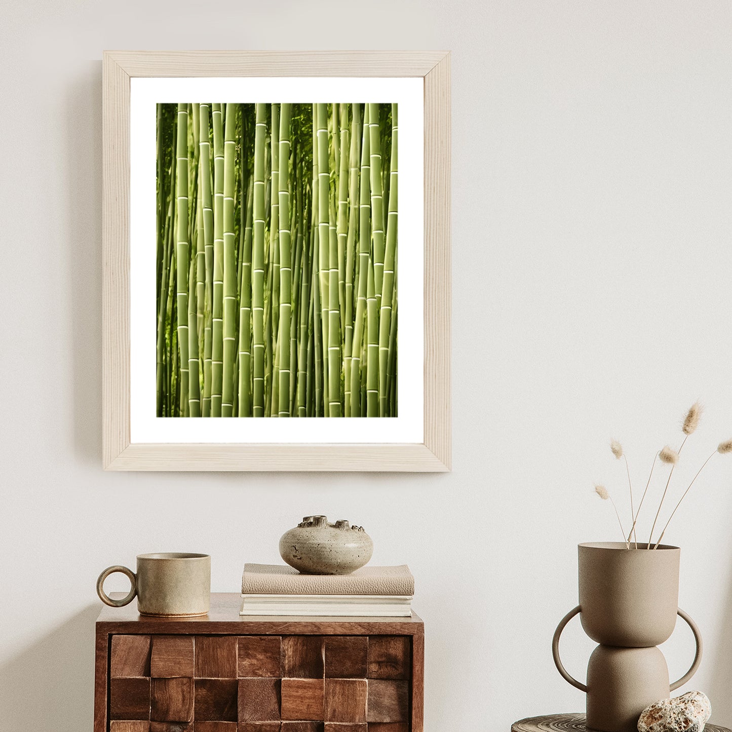 Poster Bambuszaun Rahmen Holz Mit Passepartout Farbe Natürlich