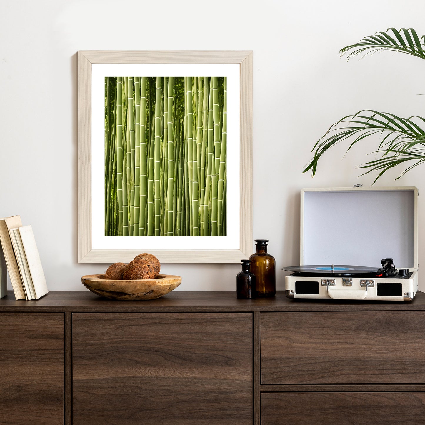 Poster Bambuszaun Rahmen Holz Mit Passepartout Farbe Natürlich