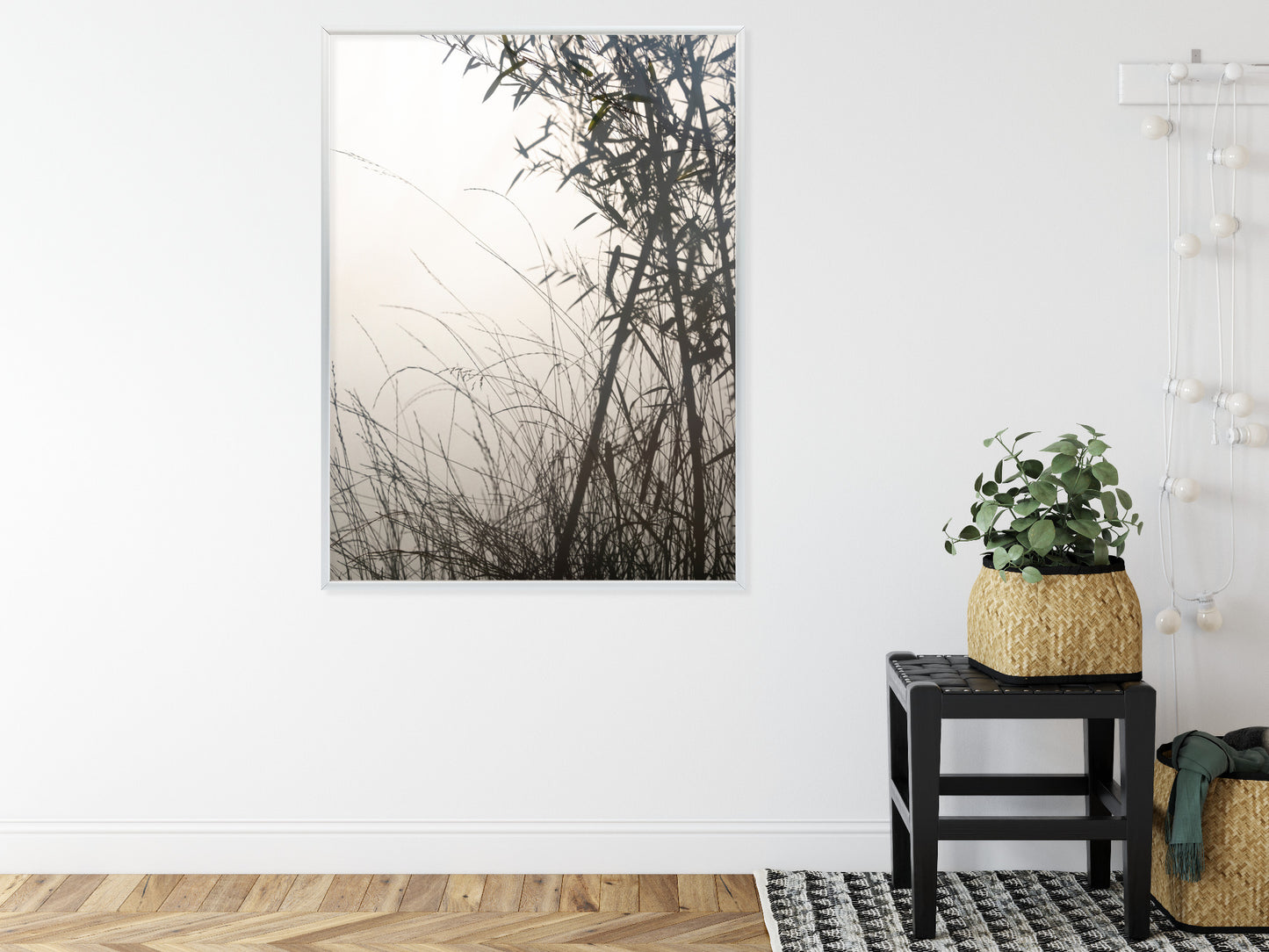 Poster Bambus Und Gräser Am See Rahmen Holz Mit Passepartout Farbe Natürlich