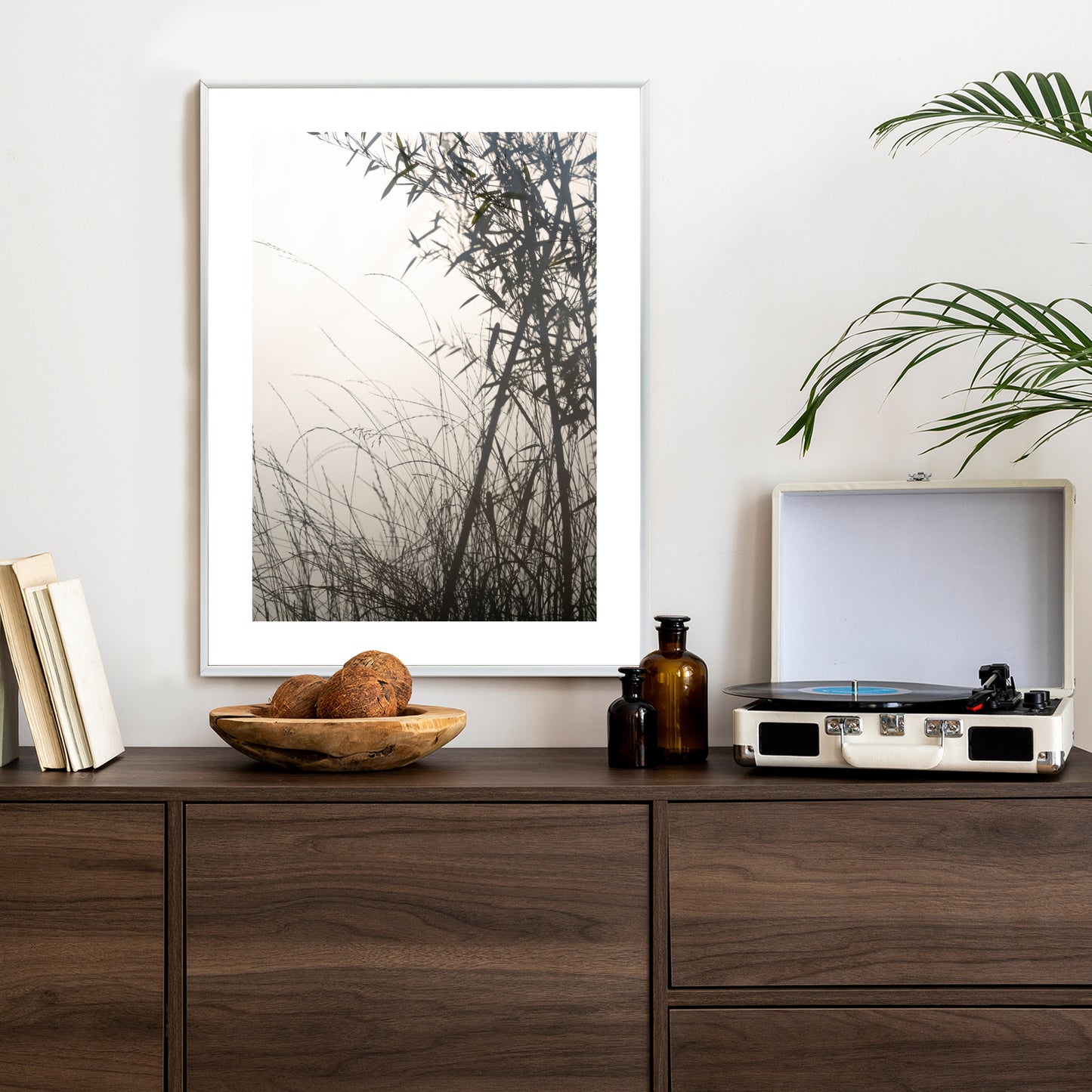 Poster Bambus Und Gräser Am See Rahmen Holz Mit Passepartout Farbe Natürlich