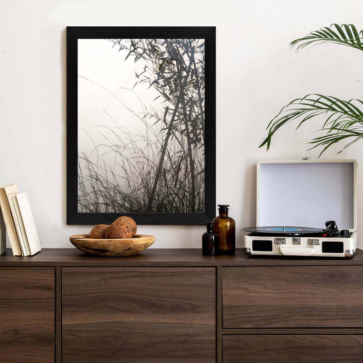 Poster Bambus Und Gräser Am See Rahmen Holz Mit Passepartout Farbe Natürlich