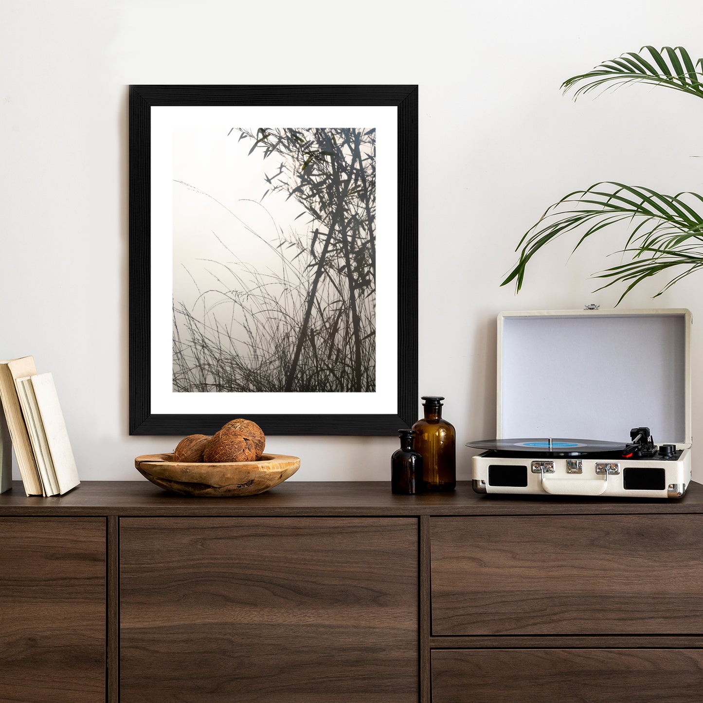 Poster Bambus Und Gräser Am See Rahmen Holz Mit Passepartout Farbe Natürlich
