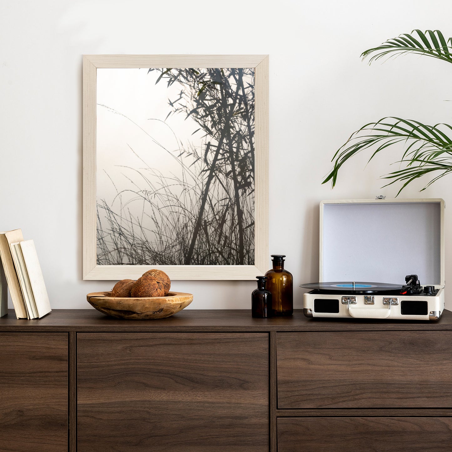 Poster Bambus Und Gräser Am See Rahmen Holz Mit Passepartout Farbe Natürlich