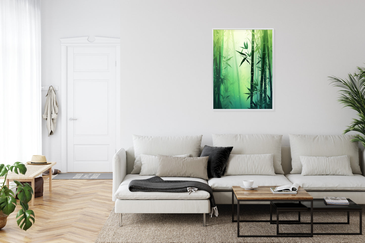 Poster Bambuswald In Der Sonne Rahmen Holz Mit Passepartout Farbe Natürlich