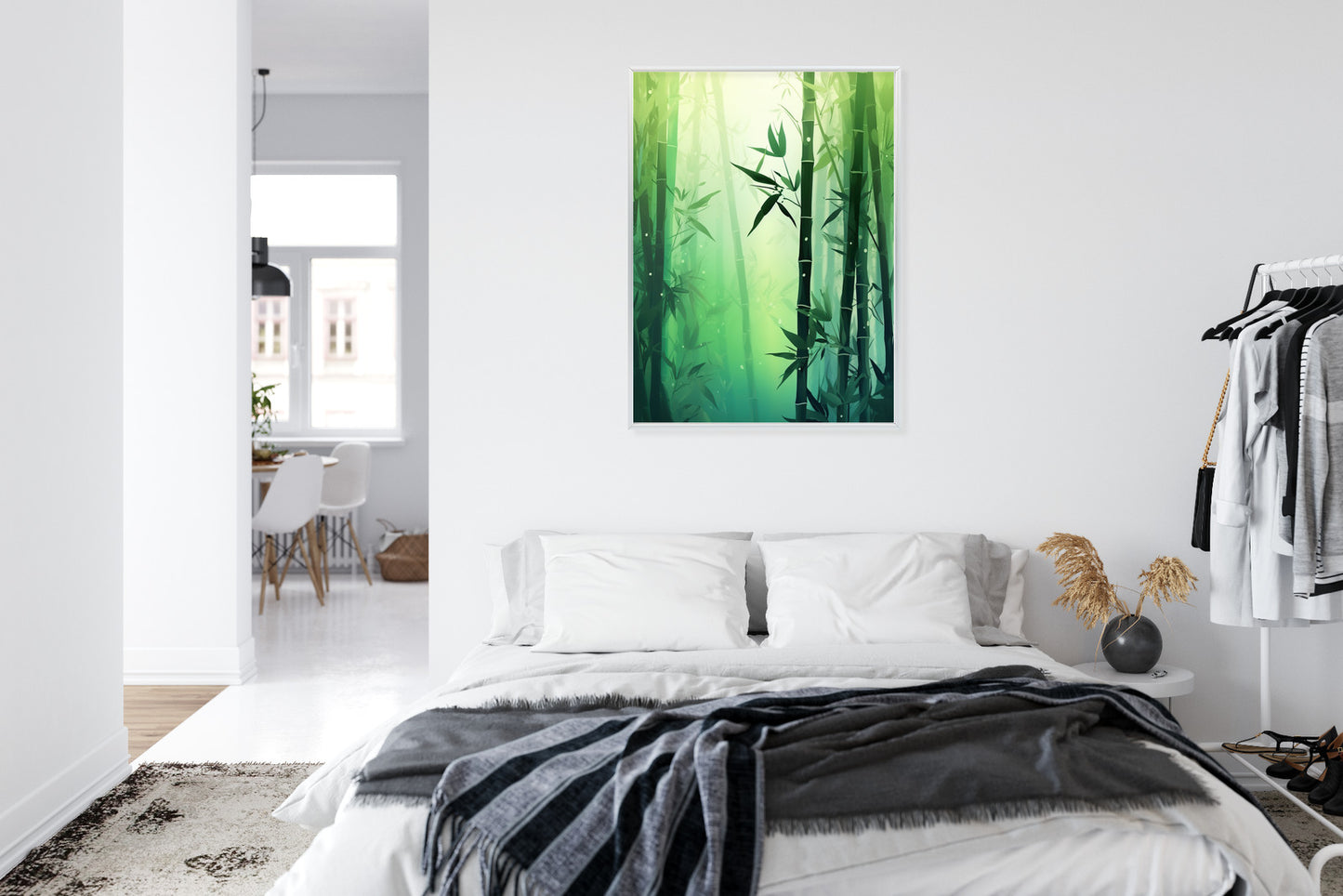 Poster Bambuswald In Der Sonne Rahmen Holz Mit Passepartout Farbe Natürlich