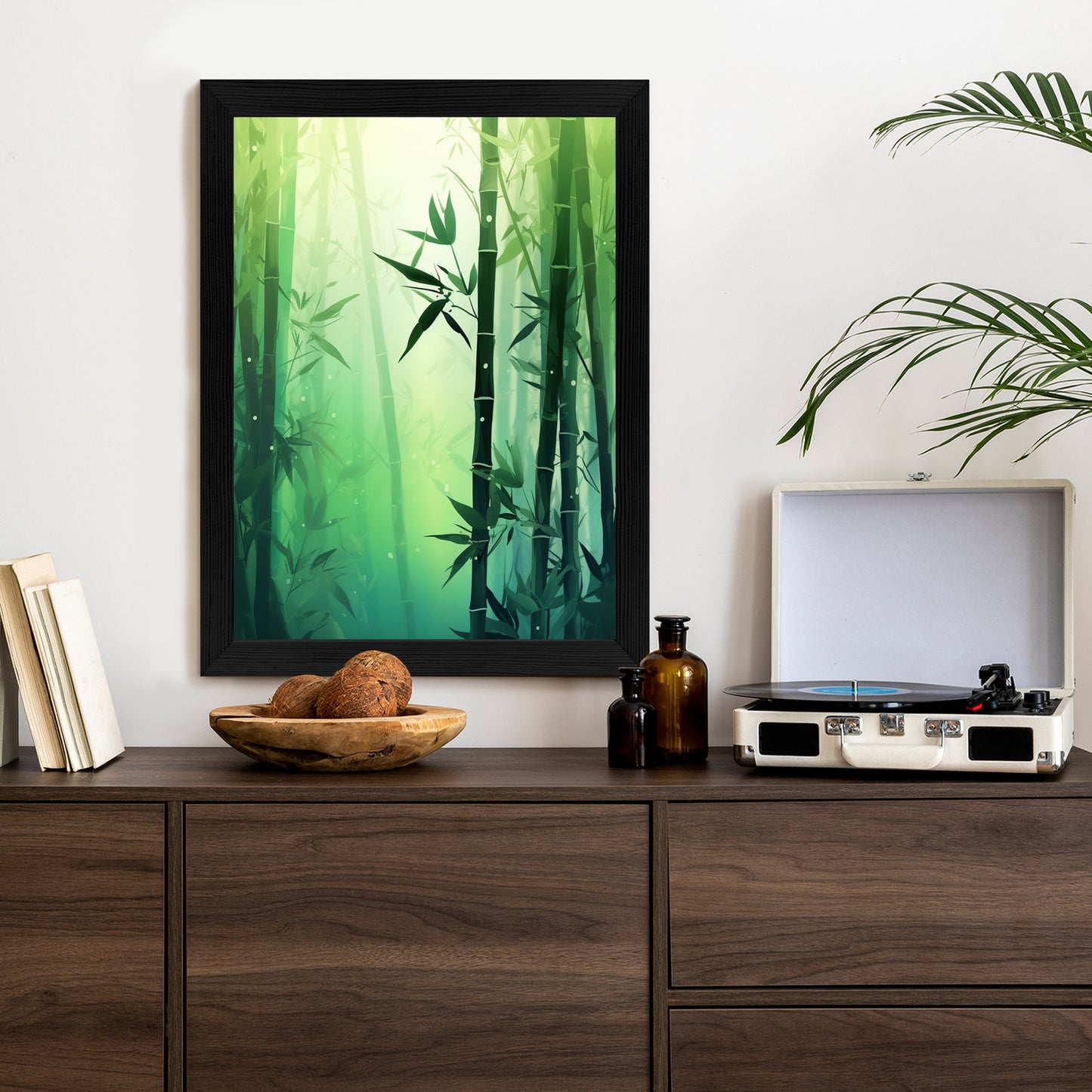 Poster Bambuswald In Der Sonne Rahmen Holz Mit Passepartout Farbe Natürlich