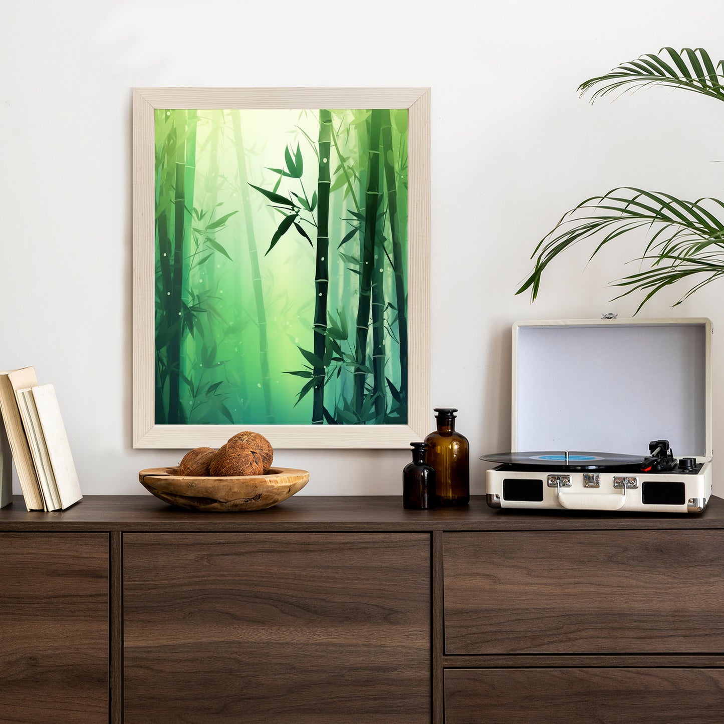 Poster Bambuswald In Der Sonne Rahmen Holz Mit Passepartout Farbe Natürlich