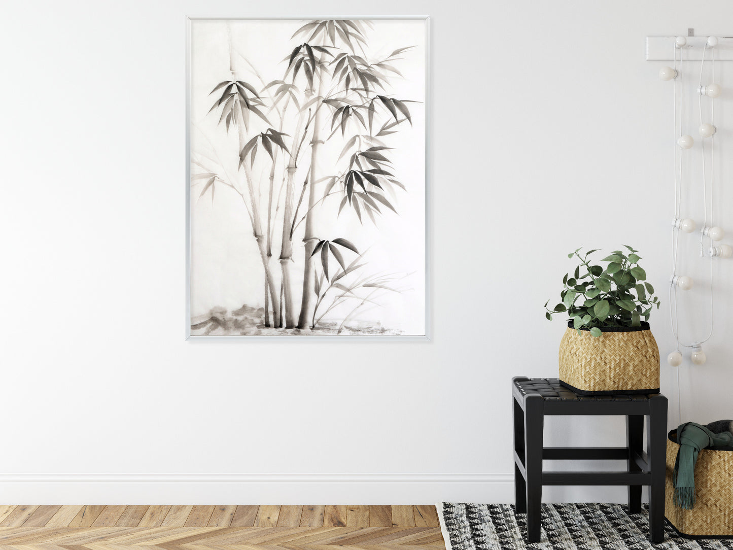 Poster Brauner Bambus Rahmen Holz Mit Passepartout Farbe Natürlich