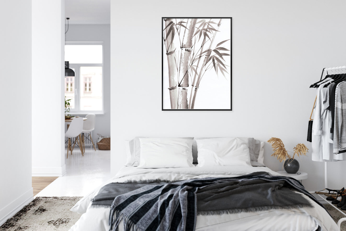 Poster Bambus In Hellen Pastelltönen Rahmen Holz Mit Passepartout Farbe Natürlich