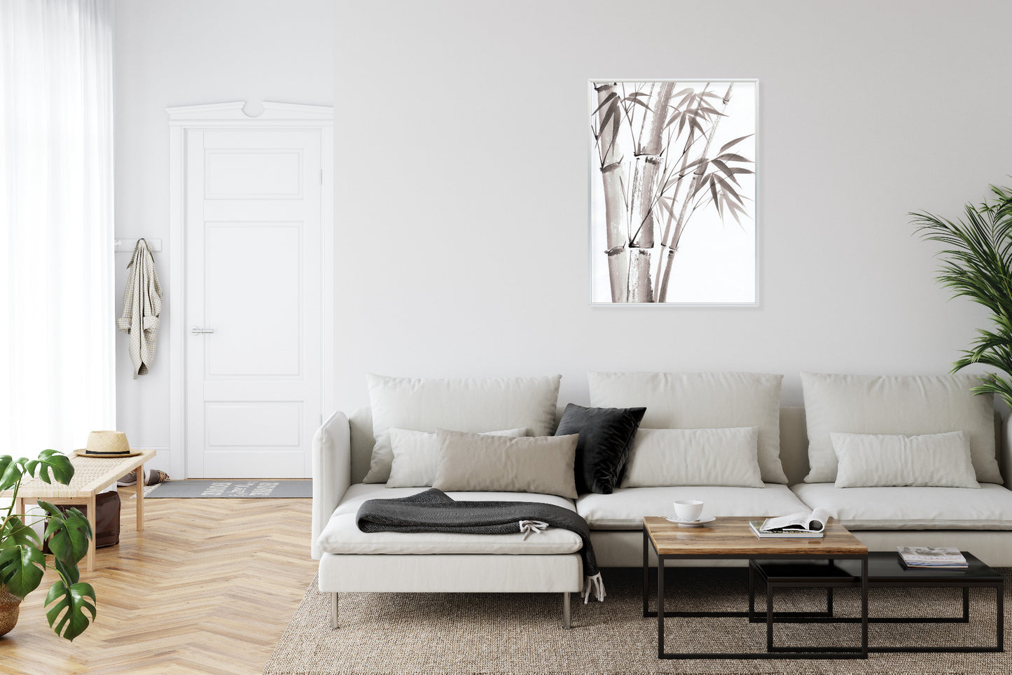 Poster Bambus In Hellen Pastelltönen Rahmen Holz Mit Passepartout Farbe Natürlich