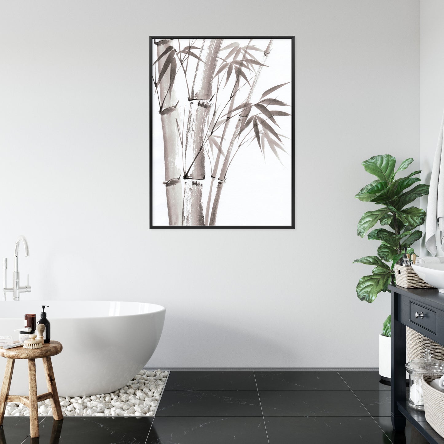 Poster Bambus In Hellen Pastelltönen Rahmen Holz Mit Passepartout Farbe Natürlich