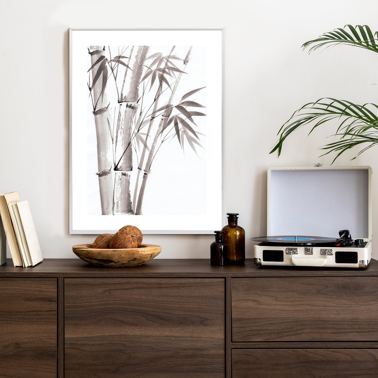 Poster Bambus In Hellen Pastelltönen Rahmen Holz Mit Passepartout Farbe Natürlich