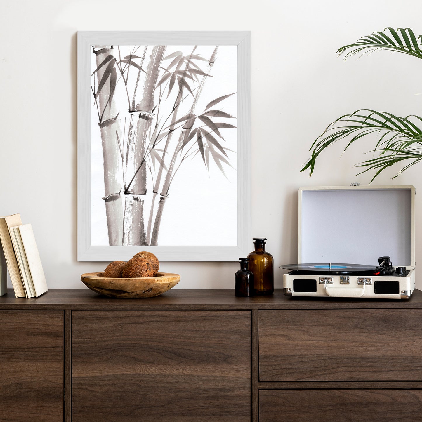 Poster Bambus In Hellen Pastelltönen Rahmen Holz Mit Passepartout Farbe Natürlich