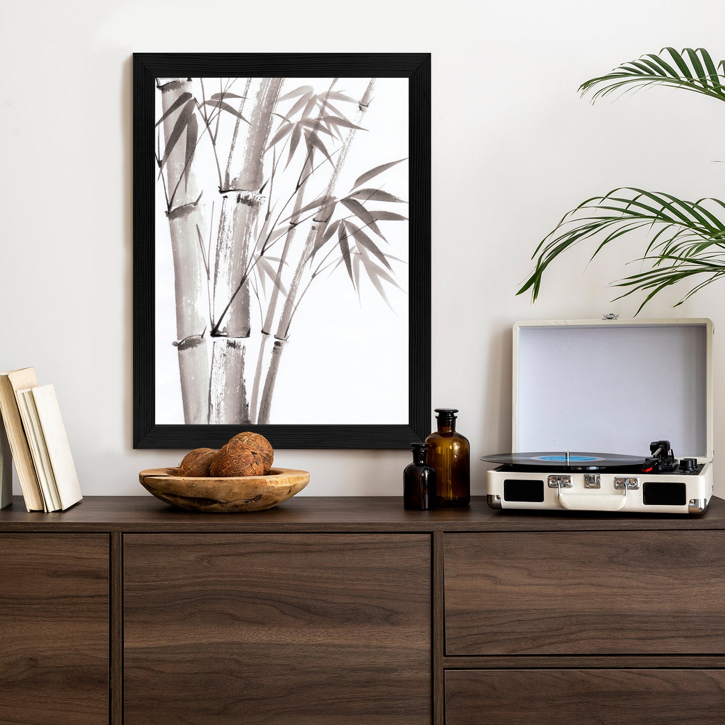 Poster Bambus In Hellen Pastelltönen Rahmen Holz Mit Passepartout Farbe Natürlich