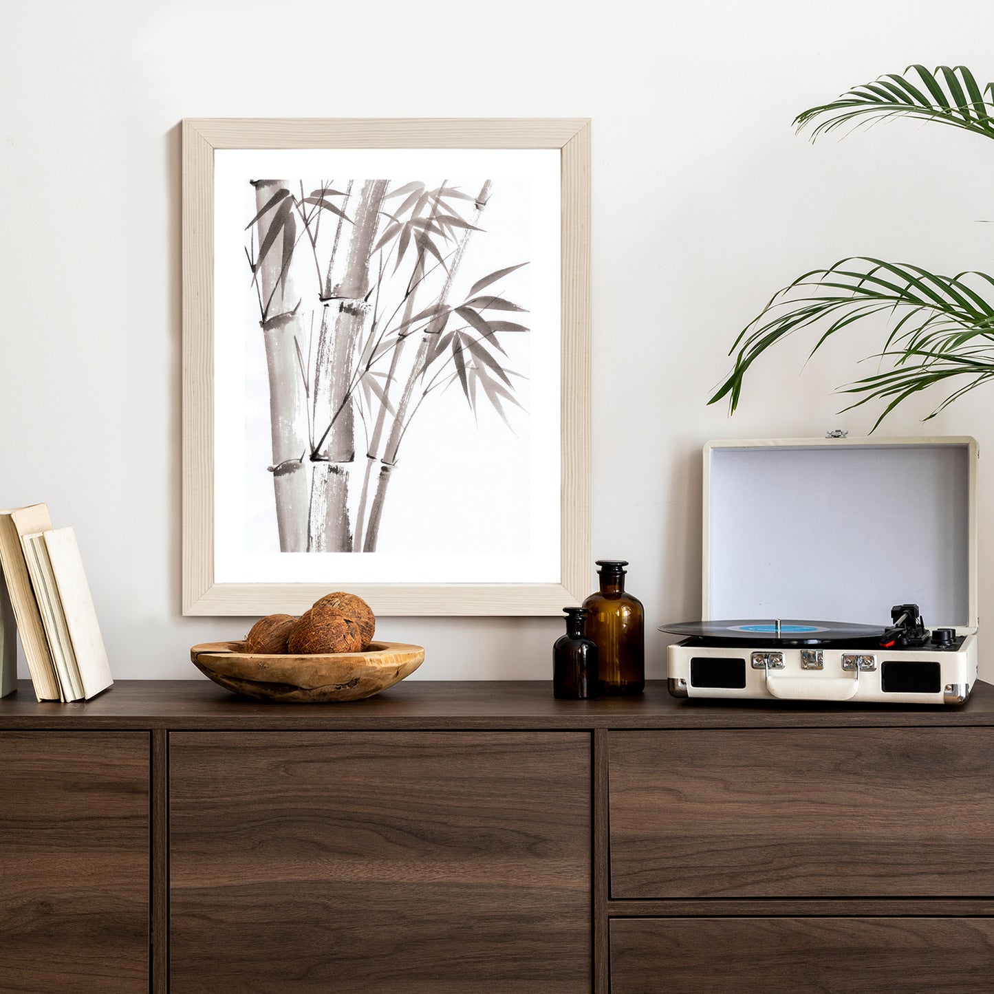Poster Bambus In Hellen Pastelltönen Rahmen Holz Mit Passepartout Farbe Natürlich
