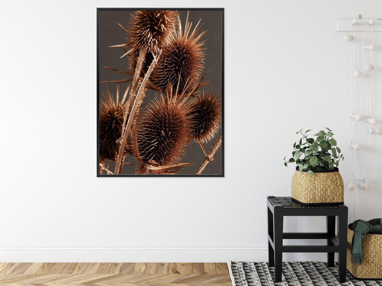Poster Trockene Klette Rahmen Holz Mit Passepartout Farbe Weiß