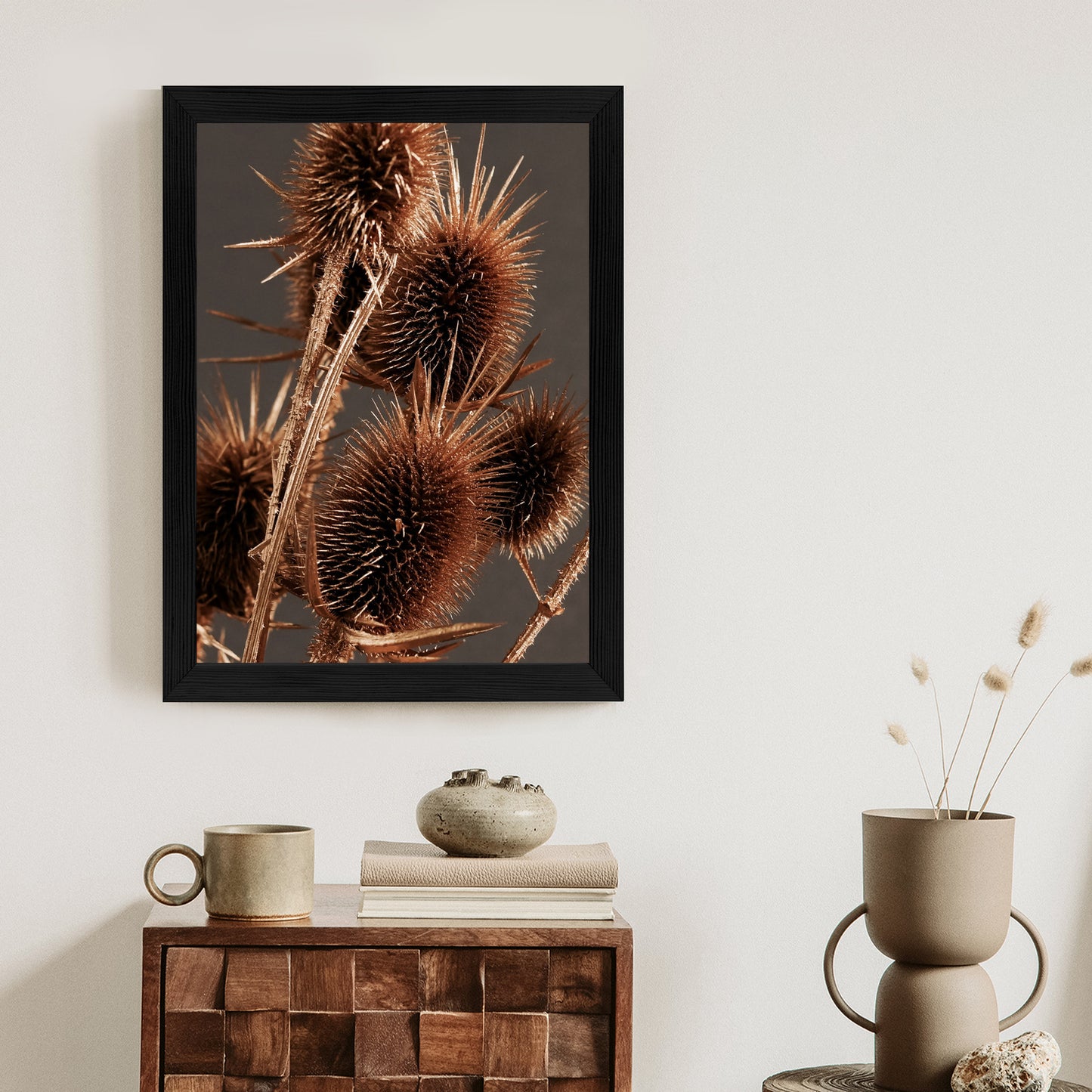 Poster Trockene Klette Rahmen Holz Mit Passepartout Farbe Weiß