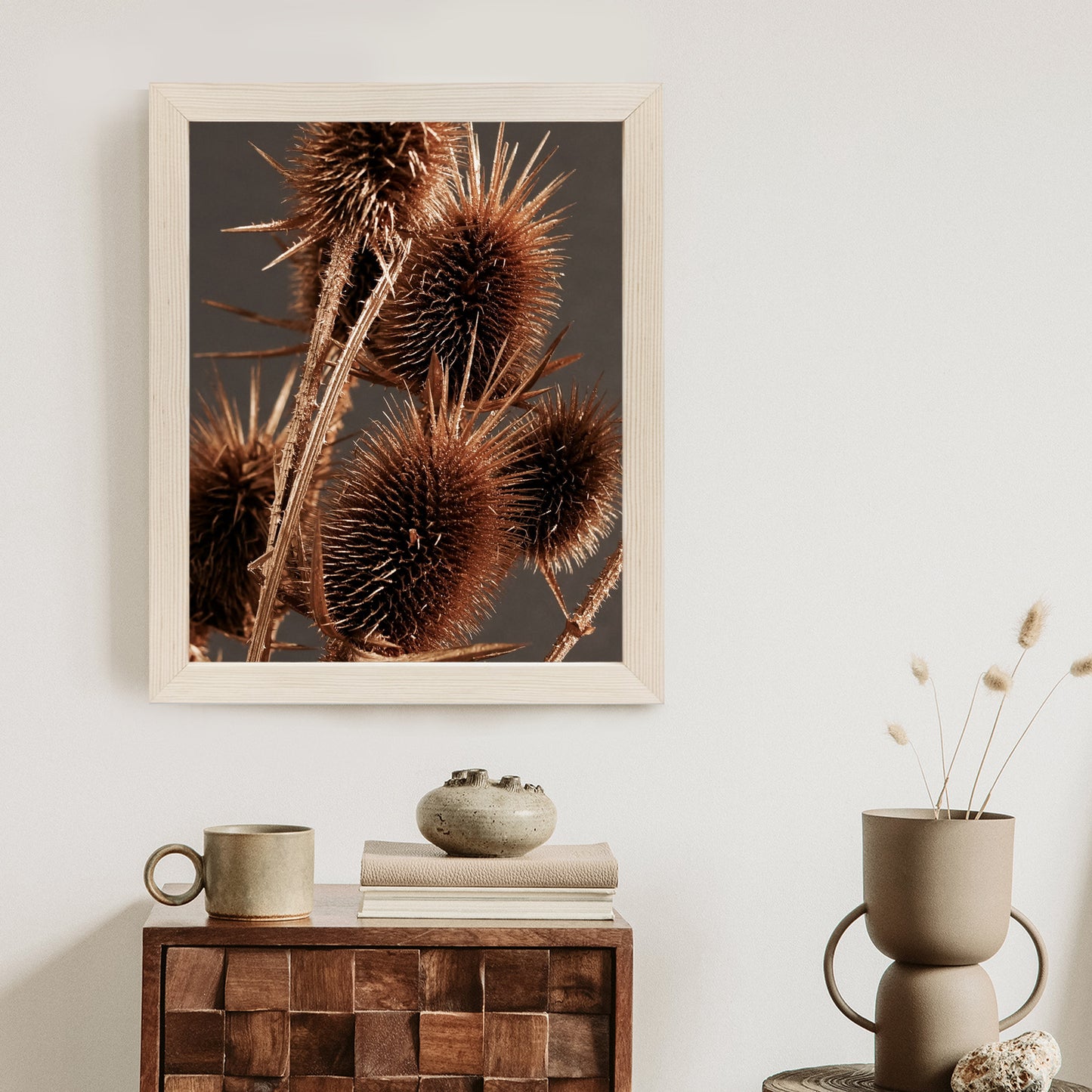 Poster Trockene Klette Rahmen Holz Mit Passepartout Farbe Weiß