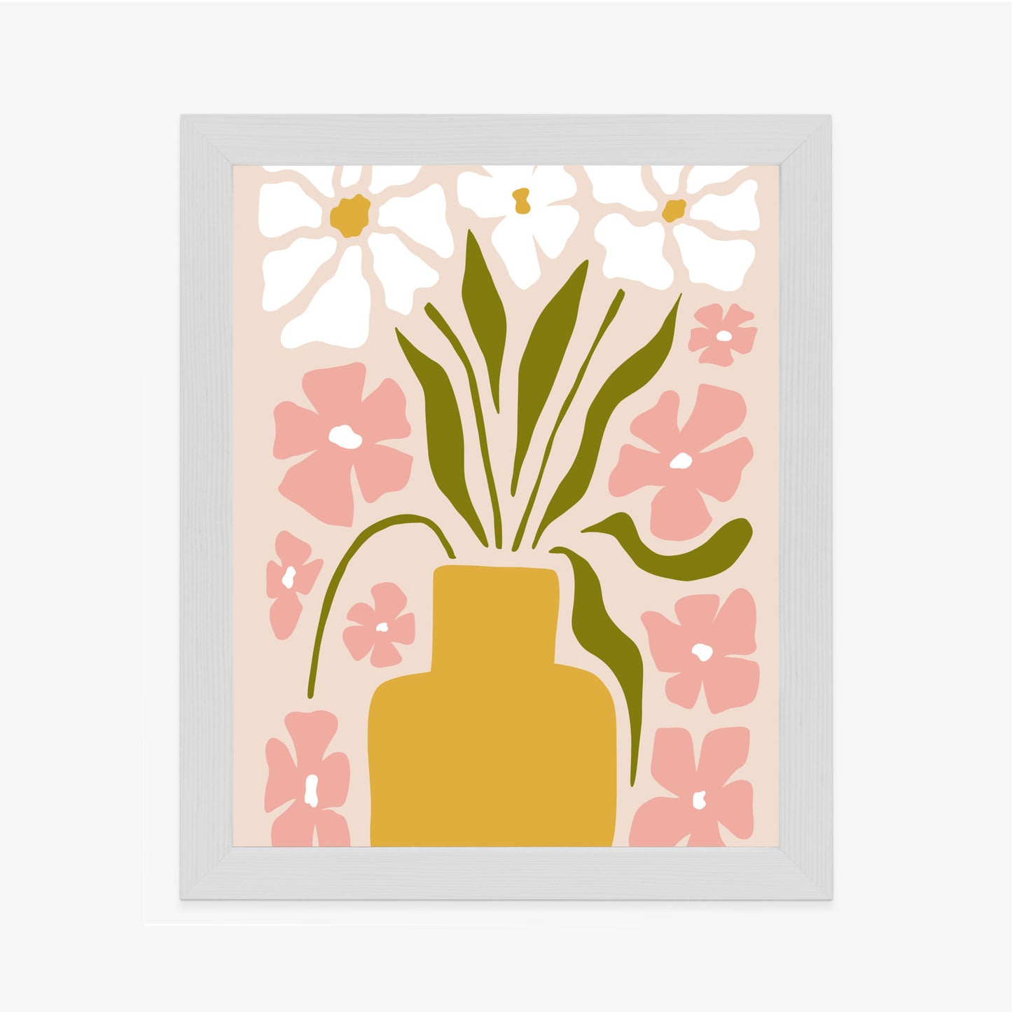 Poster Moderne Vase Mit Blumen Rahmen Holz Mit Passepartout Farbe Natürlich
