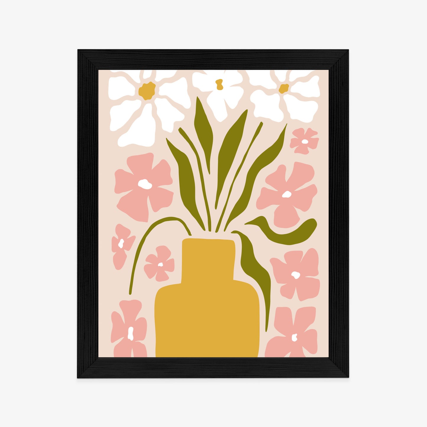 Poster Moderne Vase Mit Blumen Rahmen Holz Mit Passepartout Farbe Natürlich